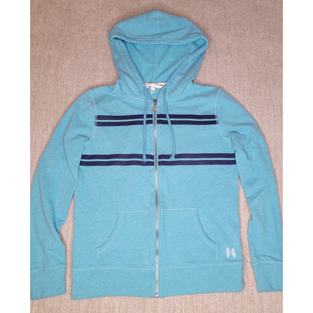 Victoria Secret Full Zip Hoodie Women XS Blue Angel Spell Out Wing Zipper